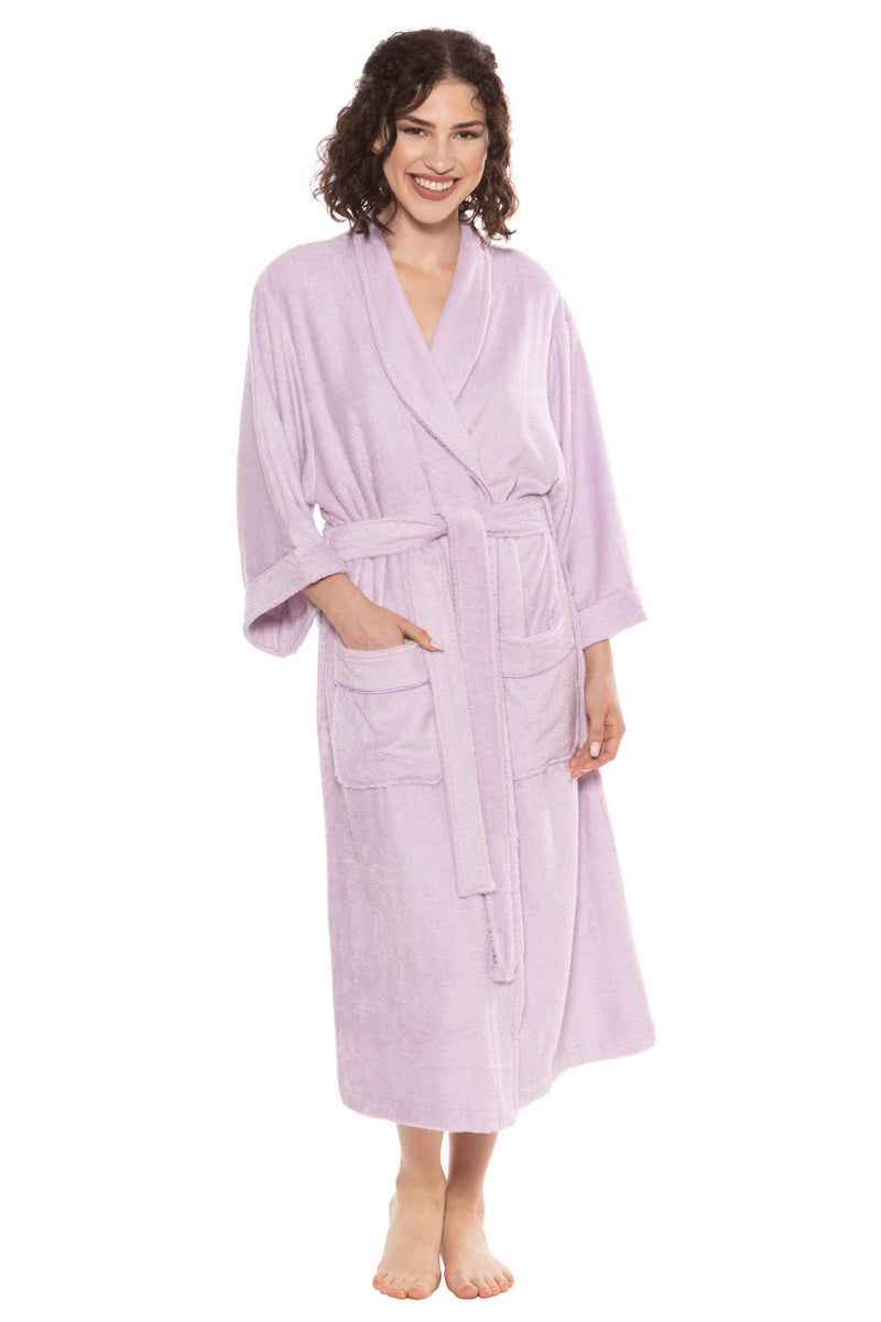TexereSilk Women's Luxury Terry Cloth Bathrobe - NEW & IMPROVED FABRIC (Lavender Fog, 2X/3X) - Image 1